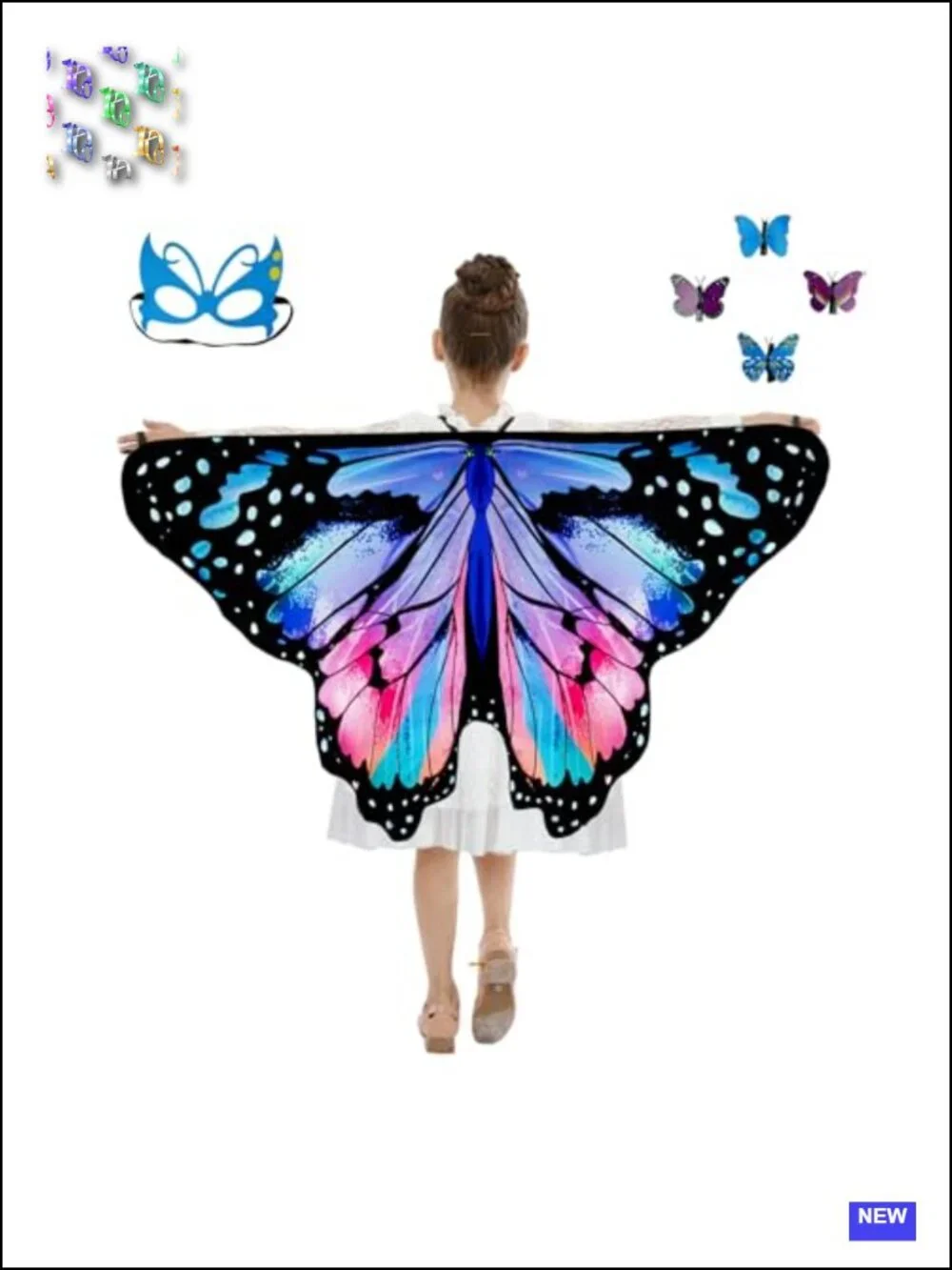 Kids Fairy Butterfly Wings Costume Dress Up Halloween Toddler Pretend Play